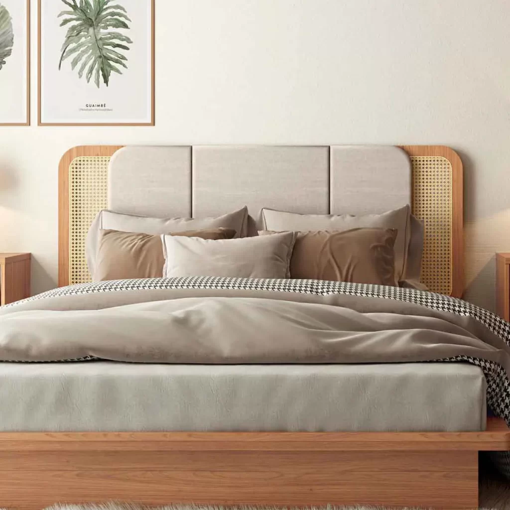 ESPALDAR 165CM CON TELA NATURAL- FREIJO/ LISO