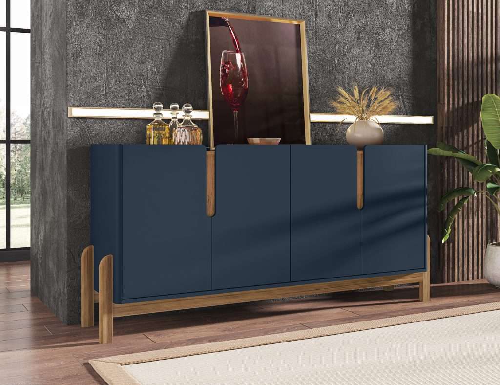 CREDENZA-BUFFET LIZZ 1,70 CON 4 PUERTAS COBALT BLUE/CEDAR