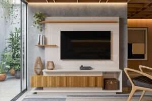CENTRO ENT ISTAMBUL PEARL OFF WHITE/ JEQUITIBA SLATTED