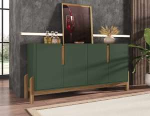 CREDENZA-BUFFET CON 4 PUERTAS OLIVE GREEN/ CEDAR