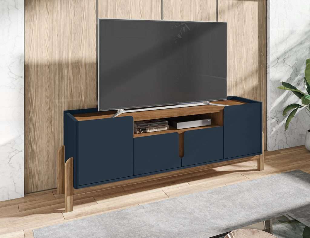 CENTRO ENT RACK LIZZ 1,70M 60'' CON 4 PUERTAS COBALT BLUE/ CEDAR