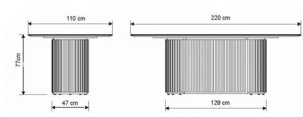 MESA LIVING 2.2 - VIDRO RETANGULAR OFF WHITE/CINAMOMO - Imagen 2