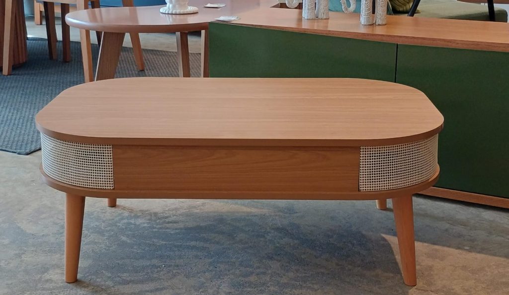 MESA DE CENTRO 90CM- FREIJO/ TELA SINTETICA
