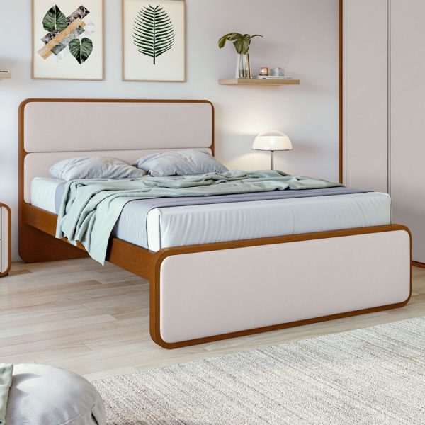 CAMA MATRIMONIO 1,60 LOOP - CORANO BEGE / FRASSINO