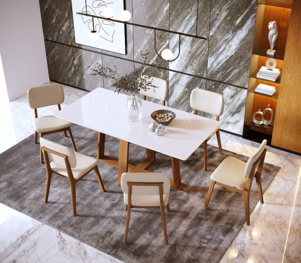 MESA WOOD 1.8 RECTANGULAR OFF WHITE/ CINAMOMO