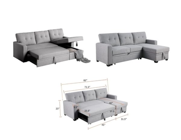SOFA 3 POSICIONES CON CAJON GRIS OSCURO - Imagen 2