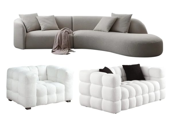 SOFA T001-3 PLAZAS PELUCHE GRIS - Imagen 2