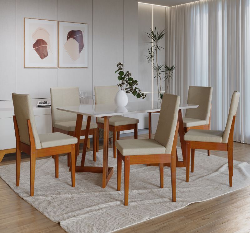 JUEGO DE COMEDOR CALIFORNIA 1.70 CARAMELO CON SILLA DAKOTA (6 PUESTOS)