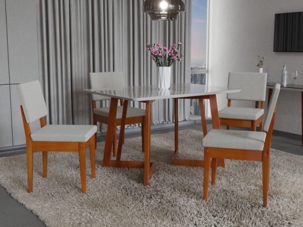 MESA DE COMEDOR CALIFORNIA 1.30 CARAMELO CON SILLA DAKOTA (4 PUESTOS)