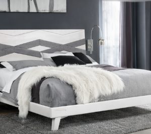 CAMA QUEEN BLUE NOTE BRUSHED WHITE AND GRAY