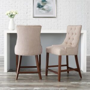 BANQUETAS STYLE WELL BAKERFORD BISCUIT BEIGE UPHOLSTERED COUNTER STOO...