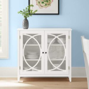 CREDENZA STYLE WELL BRISA BRIGHT WHITE ACCENT CABINET WITH DOUBLE ELL...