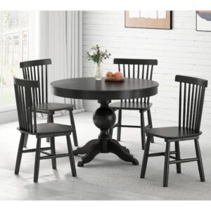 SILLA STYKE WELL WINDSOR BLACK WOOD DINNING CHAIR SET DE 4