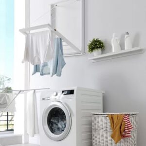 ESTANTE DE PARED PLEGABLE PARA LAVANDERIA MADERA BLANCA - Imagen 5