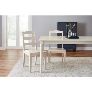 SILLA DE COMEDOR STYLE WELL IVORY WOOD DINING CHAIR WITH LADDER BACK ...