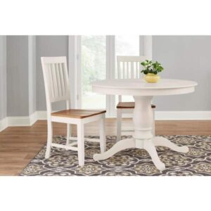 MESA DE COMEDOR STYLE WELL IVORY WOOD ROUND DINING TABLE FOR 4