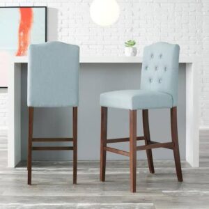 BANQUETAS STYLE WELL BECKRIDGE ALOE BLUE UPHOLSTERED BAR STOOLS WITH ...