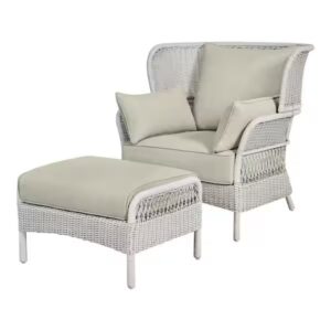 SILLON Y OTTOMAN DE MIMBRE PARA EXTERIORES PINECROFT FRENCH LINEN (JU...