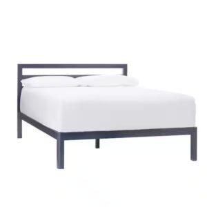 CAMA KING METAL GRANDON COLOR AZUL MEDIANOCHE CON SOMIER DE LAMINAS