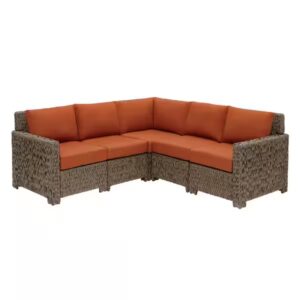 SOFA DE EXTERIOR SECCIONAL LAGUNA POINT 5 PIEZAS EN MIMBRE MARRON CON...
