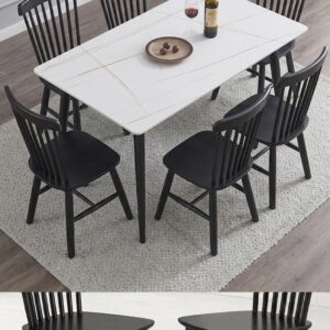 JUEGO DE COMEDOR DE 6 SILLAS WINDSOR CON TOPE MARMOLIZADO